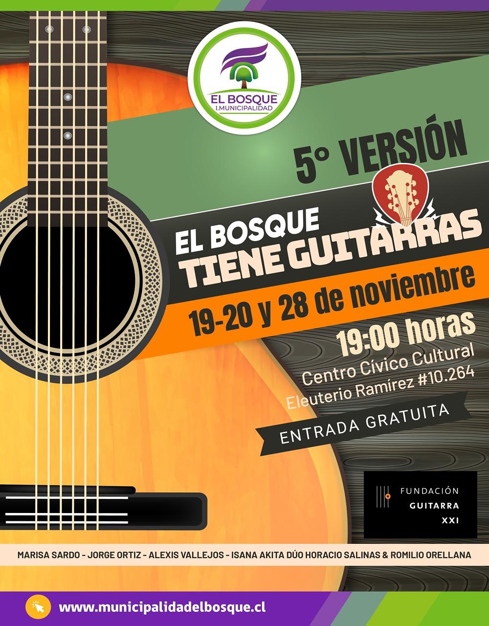 🔔 ¡Se viene la 5.ª edición del Festival El Bosque Tiene Guitarras! 🎶 Edición Especial 2025: Tres noches, una sola pasión: la guitarra.