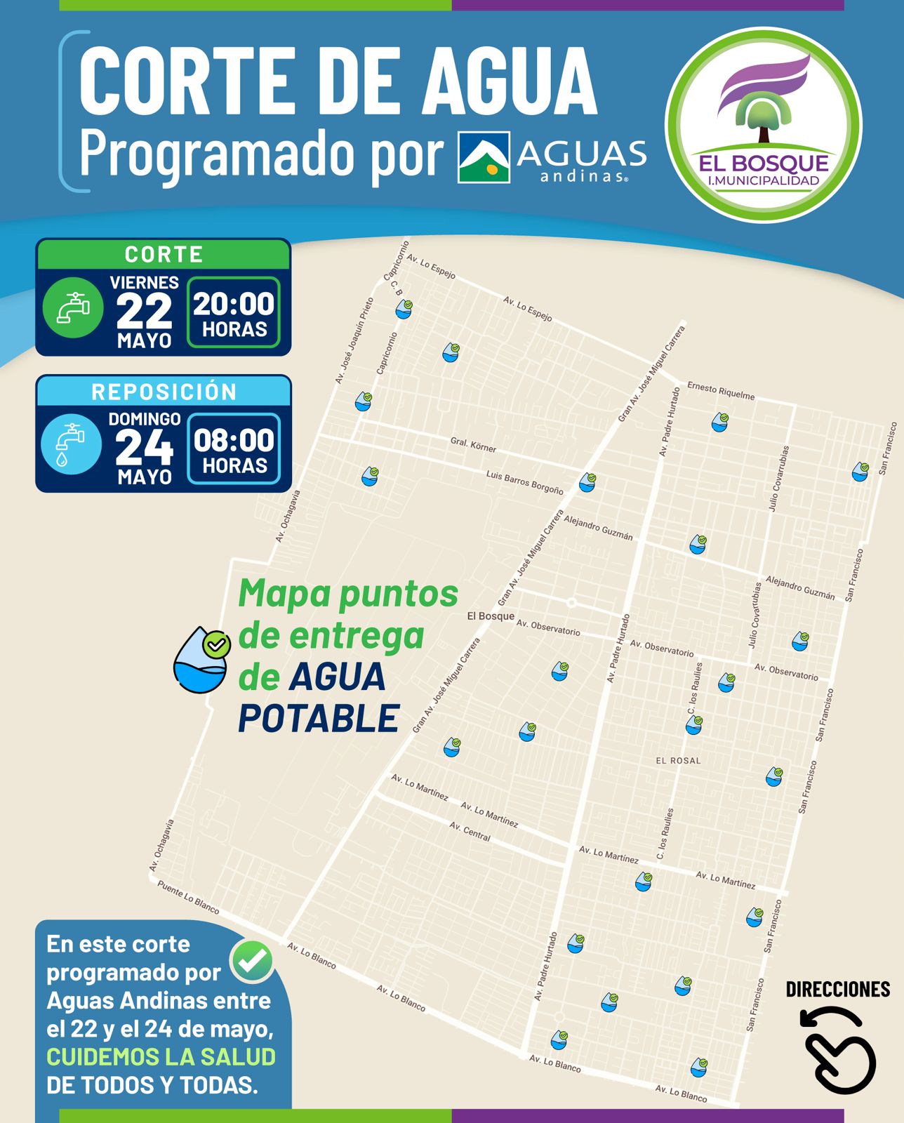 ¡A PREPARARSE, EL BOSQUE!: CONOCE LAS DIRECCIONES DE LOS ESTANQUES DE ABASTECIMIENTO DE AGUA POTABLE