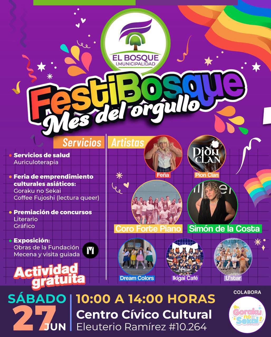 🌈 ¡Se viene FESTIBOSQUE 2026! Ven a celebrar el Mes del Orgullo en el Centro Cívico Cultural