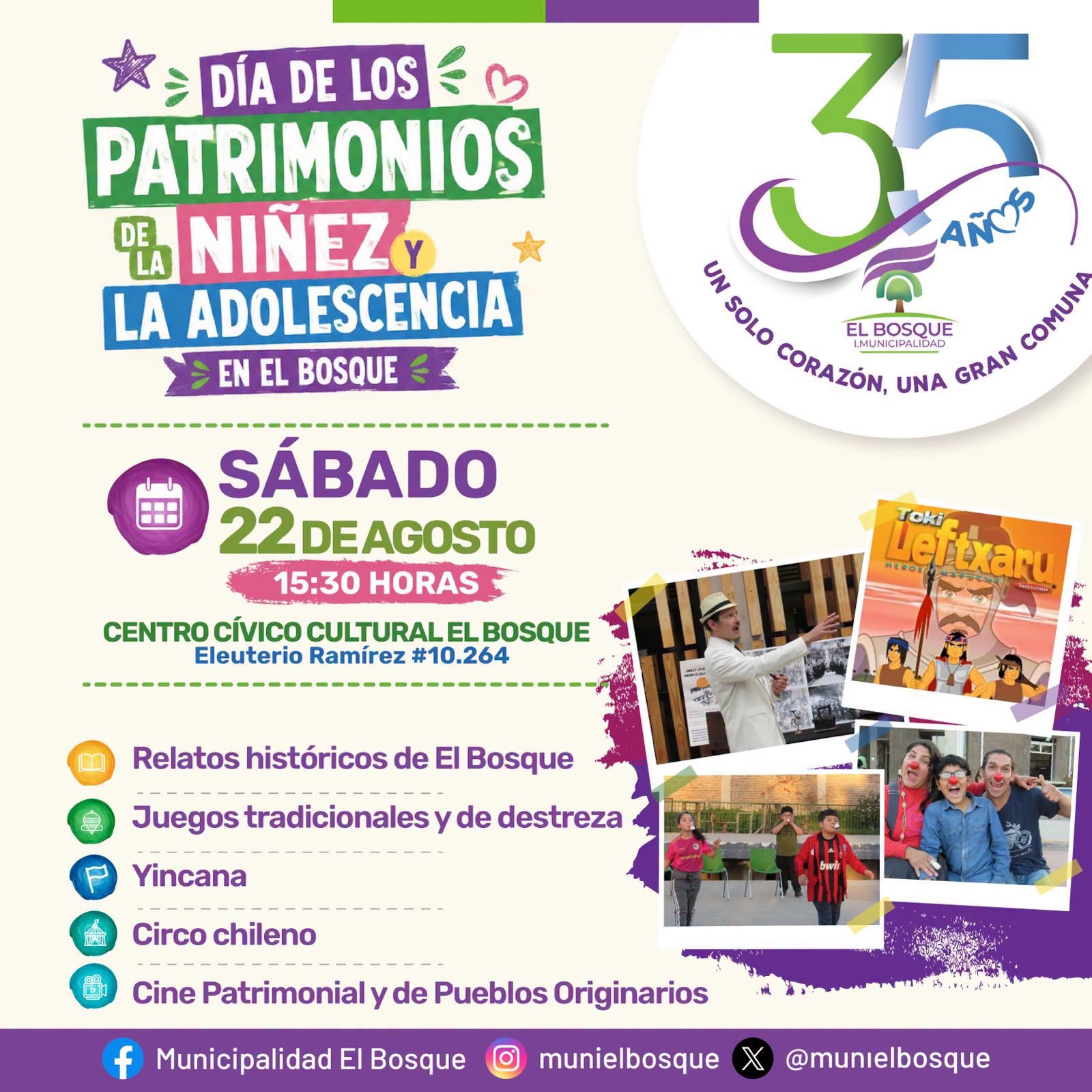 ¡Panorama Comunal! Vive la Experiencia del Día de los Patrimonios, la Niñez y la Adolescencia en El Bosque