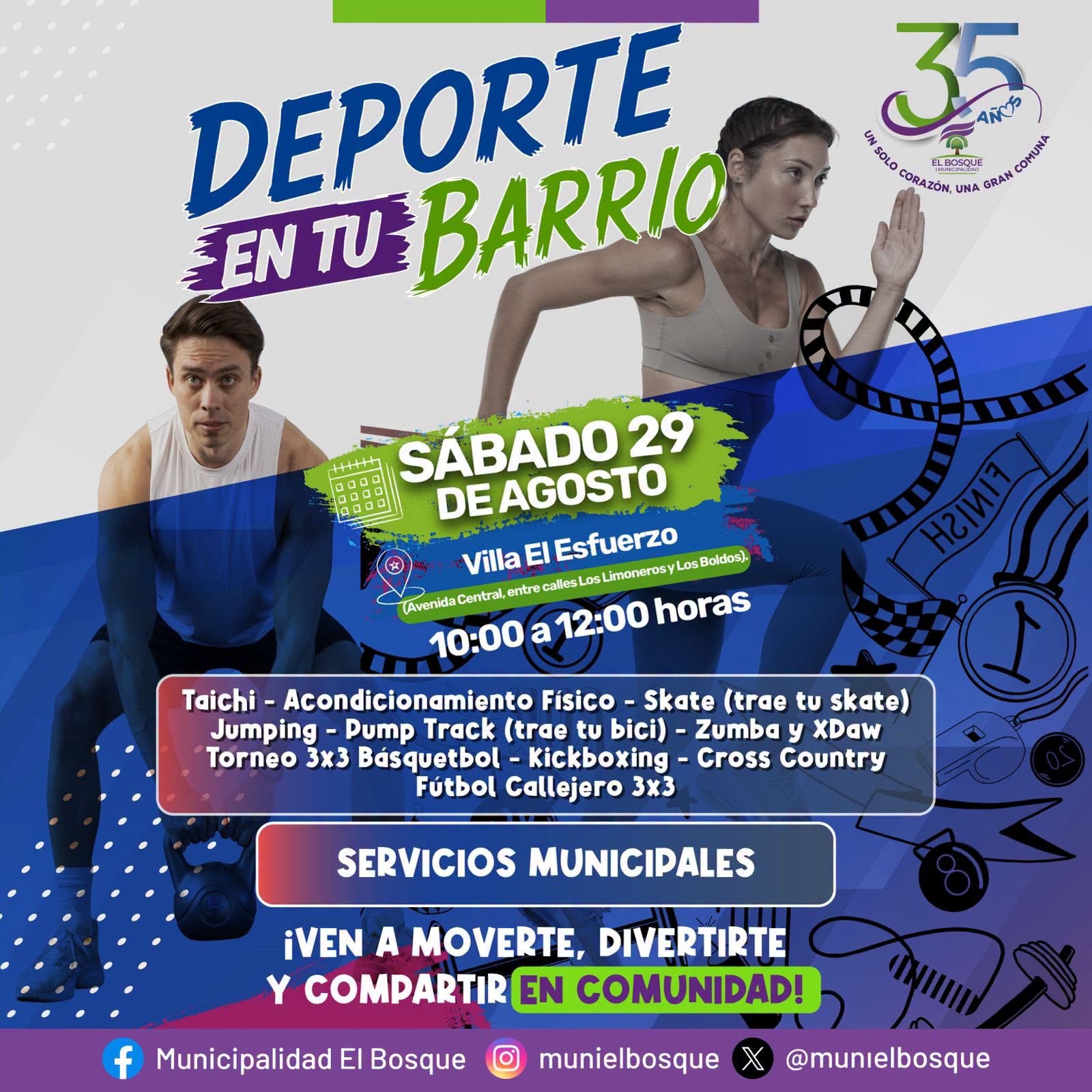 Deporte en tu Barrio llega a Villa El Esfuerzo este sábado 29 de agosto